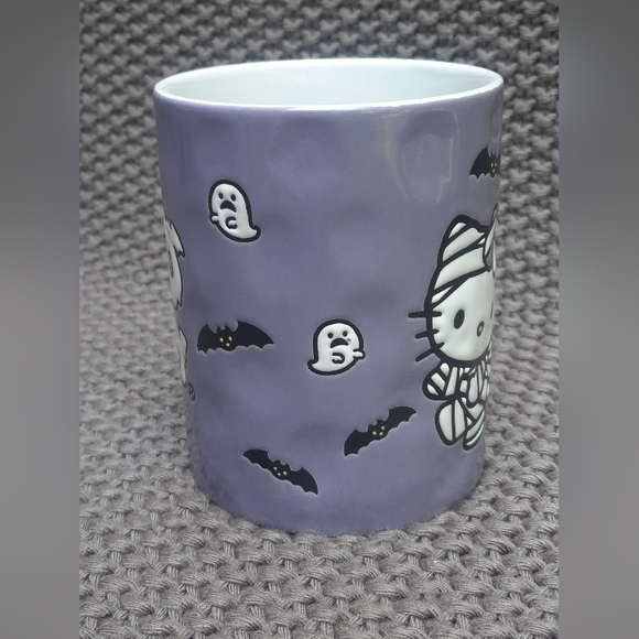 HELLO KITTY Halloween Purple Mummy Bats Ghost Double Sided Mug NEW - Picture 2 of 5